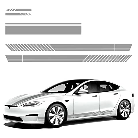 QianBao 5PCS Car Side Sticker Rear View Mirror Stickers Auto Hood Sticker Body Racing Sports Decals Set Stripe Graphics Body Sports Decoration Decals Gray Cover