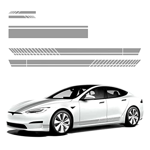 Qianbao 5Pcs Car Side Sticker Rear View Mirror Stickers Auto Hood Sticker Body Racing Sports Decals Set Stripe Graphics Body Sports Decoration Decals Gray #TOP24
