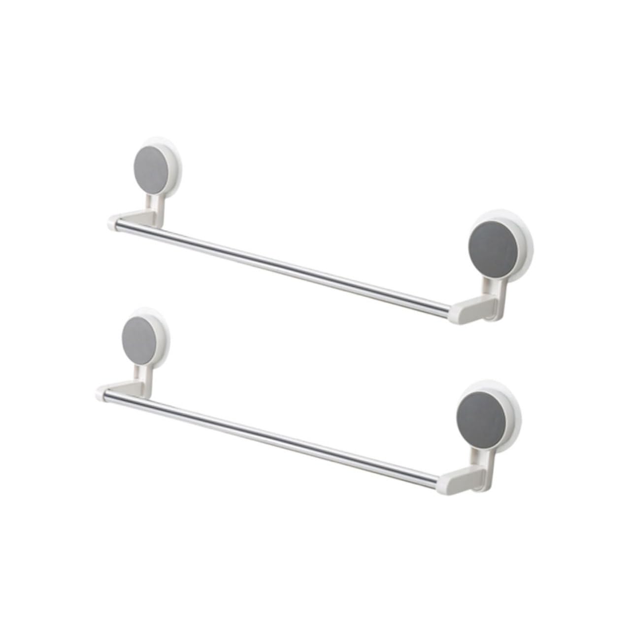 JECOMPRIS 2pcs Stainless Steel Towel Rack with Suction Cups Space Saving Kitchen and Bathroom Towel Shelf and Pot Covers Traceless Design Easy to Install Material