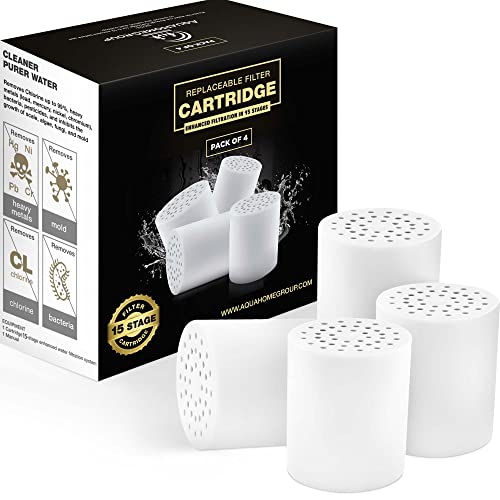 Aquahomegroup 15-Stage Replacement Premium Filter Cartridge 4-Pack (No Housing), Compatible With Any Shower Filter Of Similar Design 15 And 20 Stages #TOP18