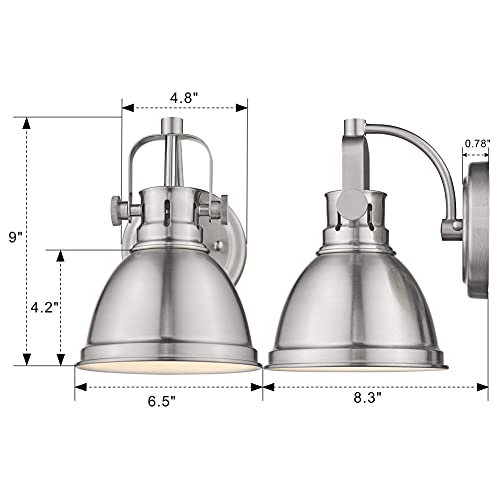 Emliviar Modern Industrial Bathroom Vanity Wall Sconce Light, Brushed Nickel Finish With Metal Shade, 4053S #TOP6