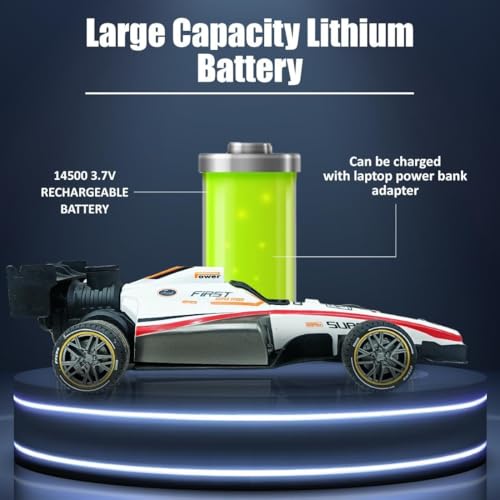 Image of High Speed Rc Car Remote Control 2Wd F1 Car for Boys|Scale 1:14 Big Formula Car Toys for Boys with Light&Flame-Rechargeable,White