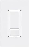 Vista 2 de Lutron Maestro Interruptor de luz con sensor de movimiento y placa de pared para baño, garaje, lavandería, cualquier bombilla, sensor de ocupación