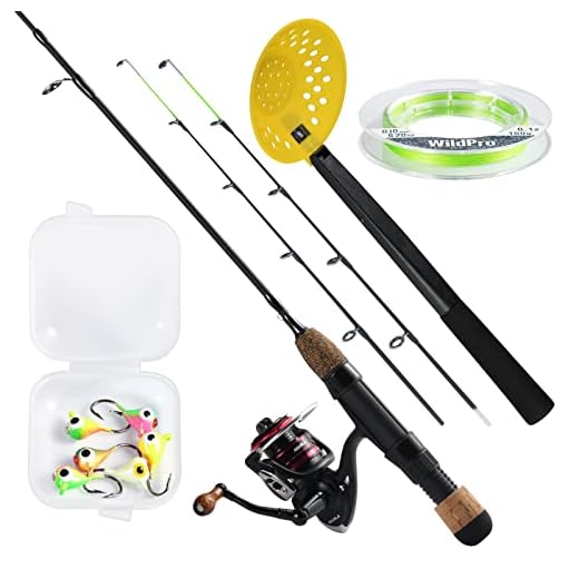 Goture Ice Fishing Rod Kits, Includes Ice Fishing Rod, Spinning Reel, ice Fishing Line, Ice Fishing Jigs, Ice Fishing Scoop for Winter Fishing, Crappie, Panfish, Sunfish, Bluegill, Walleye, Pike