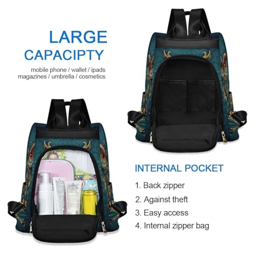 Image of ALAZA Owl Print Ethnic Backpack Purse for Women Anti Theft Fashion Back Pack Shoulder Bag