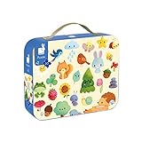 Janod 20ピース 子供用ジグソーパズル - 自然の絵パズル - ギフト用キャリーケース 布製ハンドル付き - アイスパイゲーム - 対象年齢2~5歳 - J02536