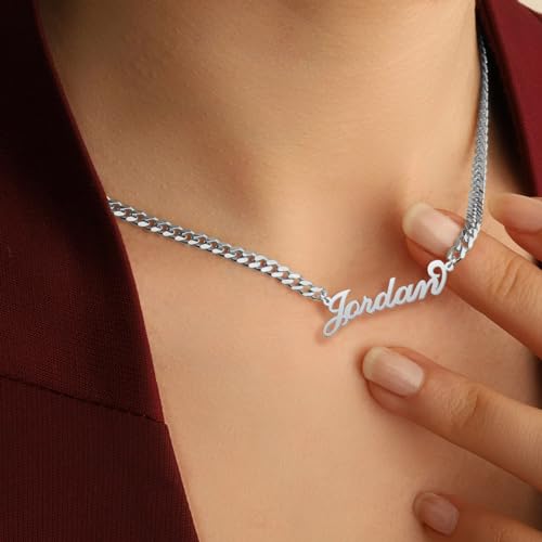 CLY Jewelry Custom Name Pendant Necklace Sterling Silver Customized Personalized Customizable Nameplate Choker Necklace for Women