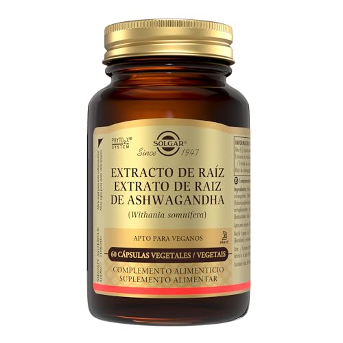 Solgar Ashwagandha Extracto de Raíz SFP – 60 Cápsulas Vegetales – Relajación Física y Mental – Adaptógeno Natural para Estrés y Relajación – Antioxidante natural – Apto Veganos, Sin Gluten