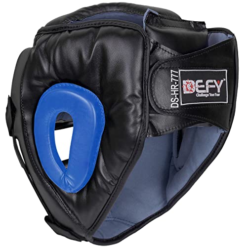 Defy Head Guard Premium Synthetic Leather Mma Boxing Headgear Ufc Fighting Sparring Taekwondo Bjj Training (Medium, Blue) #TOP6