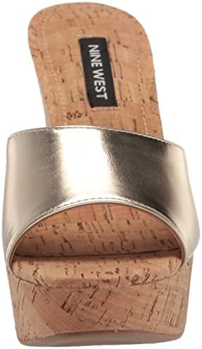 Nine West Women's HERDEN Wedge Sandal, Gold 710, 8 | Image 1