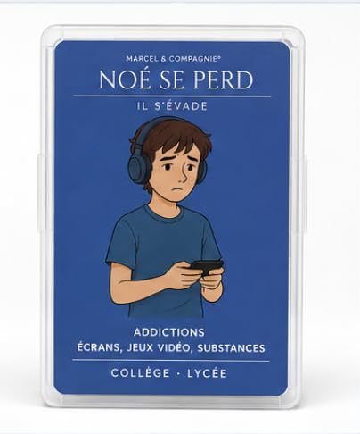 Marcel & Compagnie – Noé se perd® – Il s’évade | Jeu éducatif sur addictions, écrans, Jeux vidéo et substances | Prévention et compétences psychosociales | Collège & Lycée | Créé par des psychologues