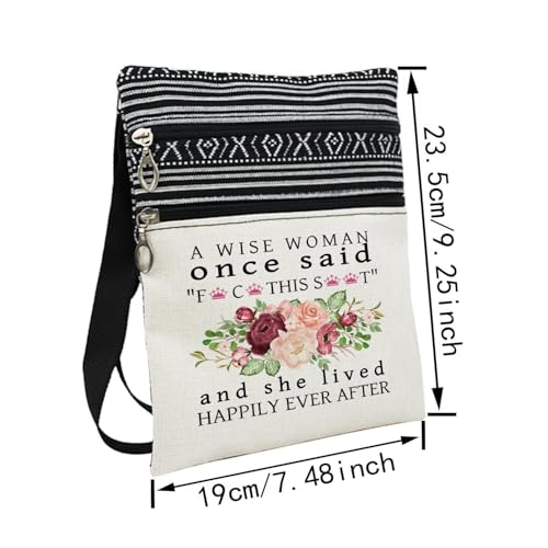 Wise Woman Messenger Bag Small Ethnic Pattern Printed Adjustable Strap Crossbody Zipper Bag Funny Slogan Phone Bag Wallet Cute Shoulder Handbag for Women Friends2
