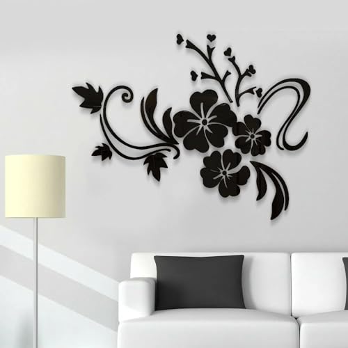 MSPEBEC Wandtattoo Wohnzimmer modern, Wandtattoo selbstklebend, Spiegel Wandaufkleber, Schlafzimmer Wohnzimmer Wanddekoration, 3D Wandaufkleber 78x60 cm