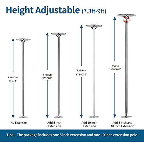 image for UMEKEN Spinning Static Dance Pole Portable Removable Adjustable 45mm D