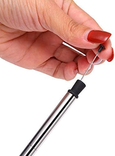 Reusable Metal Straws Set with Portable Case Foldable Stainless Steel Drinking Straws Telescopic Collapsible Retractable Steel Straw for Kid Adult (Grey)