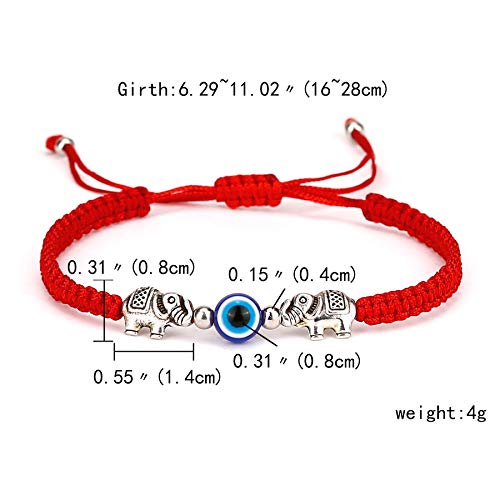 Gmai Evil Eye Lucky Pendant Bracelets Anklet Red Rope Cord Thread Braided Amulet Family Couple Friendship Adjustable Elephant Butterfly Sun Bracelets For Women Men (Red-Elephant) #TOP1