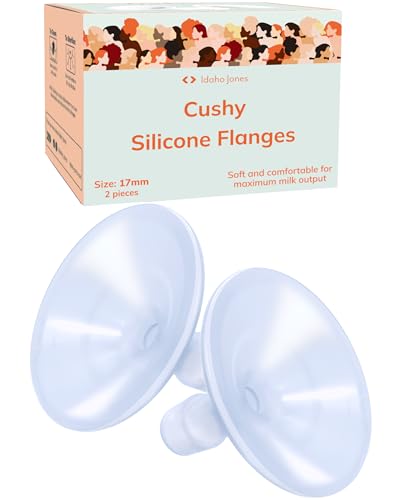 Image of Smaller Cushy Silicone Flanges, Breast Shields - Replacement Pump Parts - for Spectra, Lansinoh, Medela Pumps - Great for Elastic Nipples - Double (2 Pack) - 17mm
