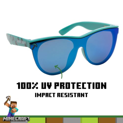 Image of ARKAID Minecraft Boys Sunglasses | Official Minecraft Gear | 100% UV Protection | Official Minecraft Boys Sunglasses and Sports Wraps | Impact Resistant | Gift Idea | Fits Most Kids