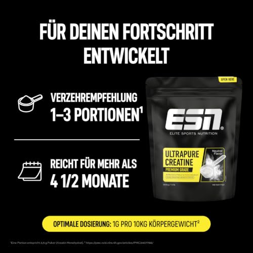 ESN Ultrapure Creatine Monohydrate - geschmacksneutral und vegan - 500 g – Ansicht 6