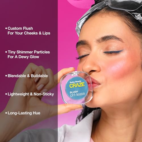 Image of Swiss Beauty CRAZE Blush pH-Lease | Tiny Shimmer Particles For A Dewy Glow With Macadamia Oil & Olive Oil |