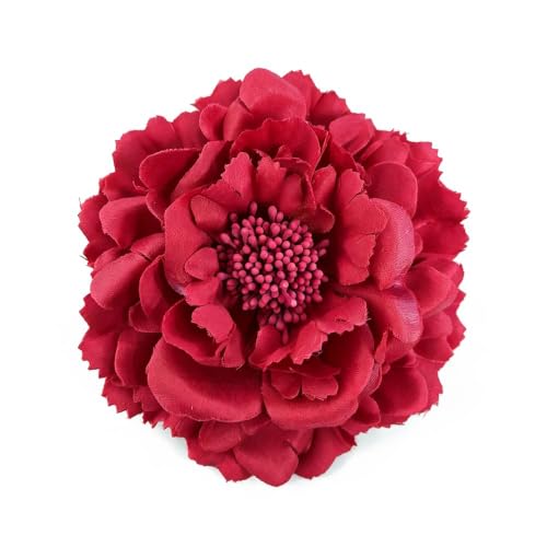 Image of Peony Fabric Flower Brooches Oversize Lapel Pins Extra Big Brooch Delicate Dancing Party Prom Wedding Charm Banquet Dress Suit Guest Corsage Accessories Gifts Dancer Large Hairpin Clip 110mm