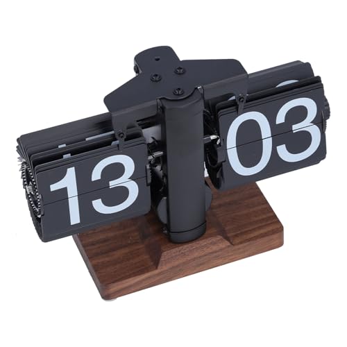 Reloj retro abatible AUNMAS de acero inoxidable y nogal con pantalla digital de 24 horas 4