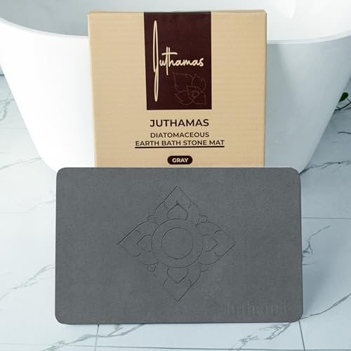 Juthamas Stone Dish Drying Mat for Kitchen Counter Bathroom - Quick Dry Diatomaceous Earth Stone Mat