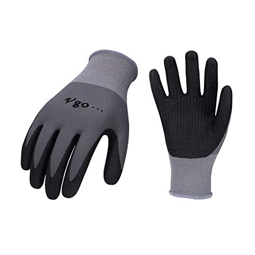 Vgo 3Pairs Super Light Micro Foam Nitrile Coating Gardening and Work Gloves (Size XL,Grey,NT5148)