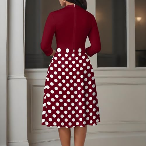 Image of PinkPatty Women's Casual A-line Midi Dresses 3 /4 Sleeve V Neck Fit and Flare Dress with Pockets