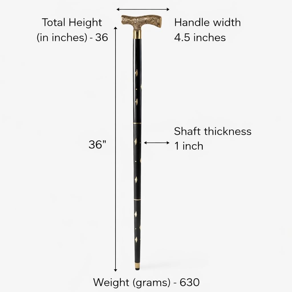 Handmade Wooden Walking Cane – Solid Brass Edwardian Derby Handle, 36” Hardwood Walking Stick with Brass Inlay & Anti-Slip Rubber Tip for Seniors | Ergonomic Orthopedic Grip | Costume, Cosplay