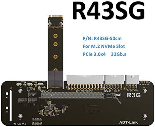 ADT-Link M.2 key M NVMe External Graphics Card Stand Bracket with PCIe3.0 x4 Riser Cable 25cm 50cm 32Gbs For ITX STX NUC VEGA64 GTX1080ti (50CM,R43SG)