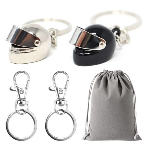 GENSMILE Portachiavi Casco Moto Regalo per Uomo - Confezione da 4 Portachiavi Idee Regalo per Motociclisti Accessori Locomotiva Gadget per Uomo Donna nel Compleanno (2 Caschi Regolari 2)