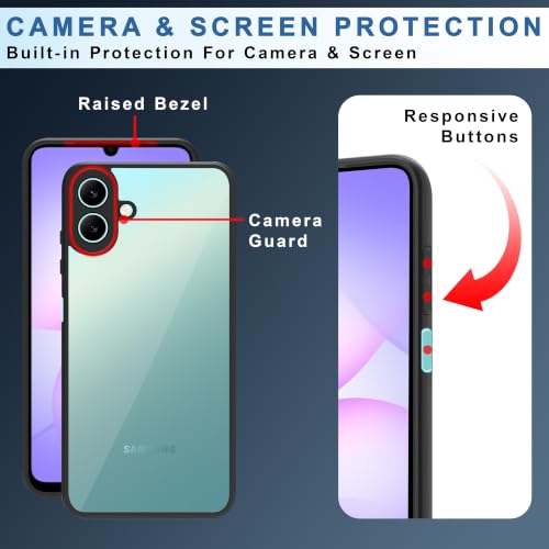 Image of CEDO Backcover for Samsung Galaxy A07 (4G) LTE / A07 (5G) / F70E | Camera Protection Bump Shockproof Edge | Ultra Hybrid Transparent Acrylic Clear TPU+PC Hard Backcase Cover (Black)
