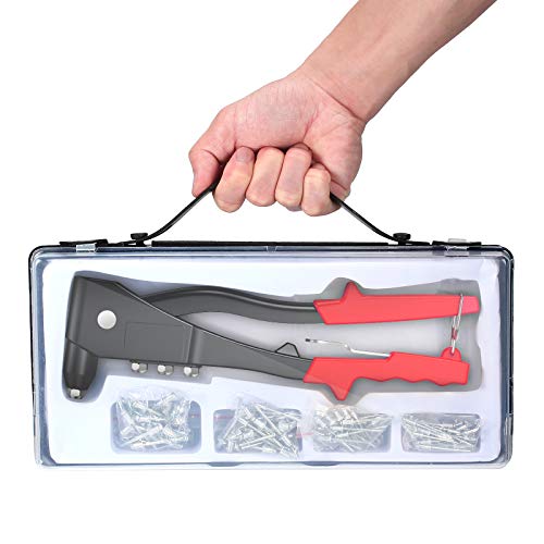 eSynic Riveting Tool Pop Rivet Kit, Professional Pop Rivet Gun Heavy Duty Hand Riveter Kit Rivet Tool with 200 Rivets-2.4mm 3.2mm 4mm 4.8mm four Sizes for Metal, Wooden and Plastic - Thumbnail 6