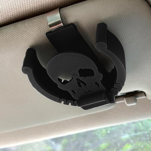 Image of Car Visor Clip Holder for ZYN,Universal high-Temperature Resistant Sun Visor Accessories for Nicotine Bag cansInterior Car Accessories for Organization,Fit Most of The Auto (Black Skull)