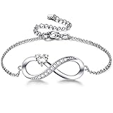 Hochwertiges Material: Unendlichkeits Armband besteht aus Sterling silber, mit der S925 Markierung auf die armband Kette. Armband Damen unendlichkeitszeichen ist mit funkelnden Herz Zirkonia Steinen veredelt und sorgt so für funkelnde Akzente.
