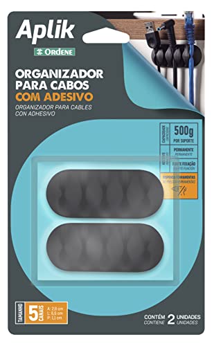 Organizador para Cabos Emborrachado para até 5 Cabos, com Adesivo...