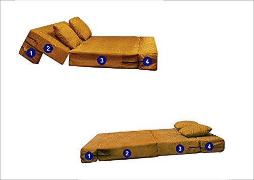 Image of Aart Store (3x6) One Seater Space Saving Foldable Sofa /Bed with Removable Washable Fabric Cover (Golden)