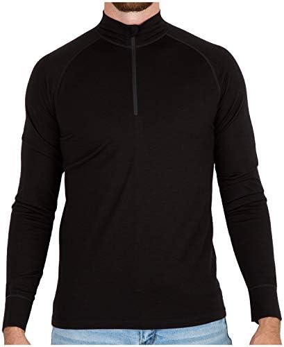 MERIWOOL Mens Base Layer 100% Merino Wool Heavyweight 400g Half Zip Sweater for Men