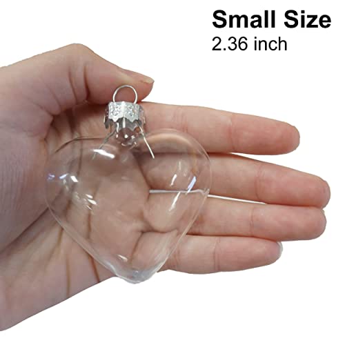 12 Pcs Fillable Glass Heart Ornaments For Crafts 60Mm/2.36" For Diy Clear Ornaments For Valentines Day Tree Decoration #TOP3