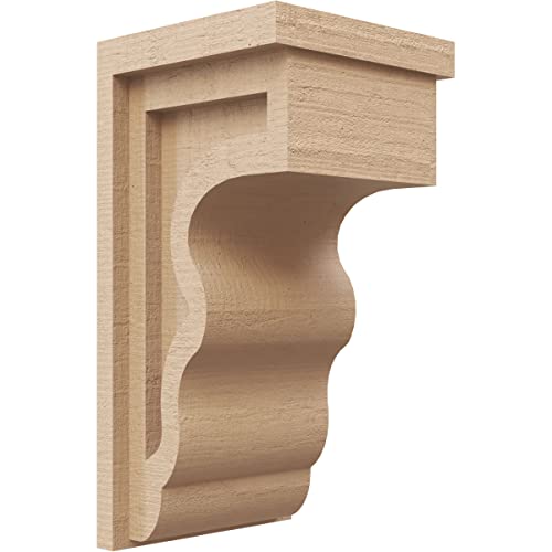 6"W x 6"D x 12"H Wide Highland Rough Cedar Woodgrain TimberThane Corbel, Primed Tan