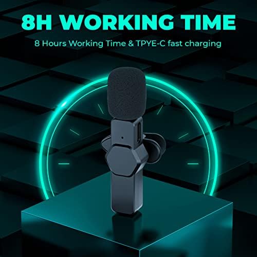 Wireless Lavalier Microphone for iPhone iPad, Plug-Play Wireless Lapel Mic with Noise Reduction Auto-Sync for Phone Video Recording, for TikTok YouTube Facebook Live Stream, No Need App/Bluetooth