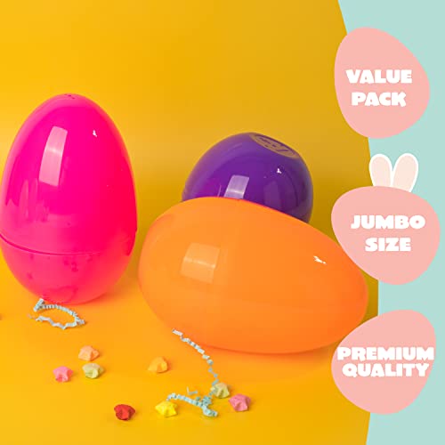 JOYIN 12 Pieces 7" Jumbo Plastic Bright Solid Easter Eggs Assorted Colors for Filling Treats, Easter Theme Party Favor, Easter Eggs Hunt, Basket Stuffers Fillers, Classroom Prize Supplies Toy by JOYIN - Image 3