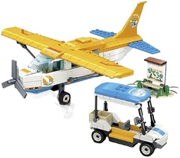 General Jims Yellow Sightseeing Airplane and Service Vehicle 347 Piece Modular Building Block Bricks Toy Set - for All Building Levels