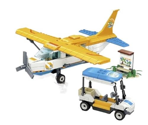 General Jim's Yellow Sightseeing Airplane and Service Vehicle 347 Piece Modular Building Block Bricks Toy Set - for All Building Levels