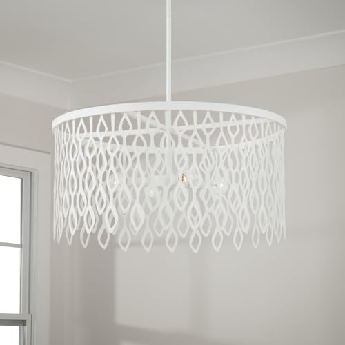 Image of Capital Lighting 352941WE Phoebe Modern Laser-Cut Adornments Lace-Like Pendant, 4-Light 240 Total Watts, 24 inch H x 24 inch W, Matte White