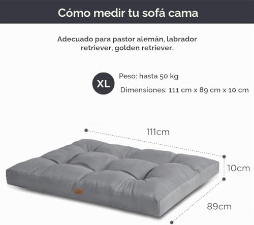 Miniatura 8 de Bedsure Cama Perro Impermeable Extra Grande - 111x89x10 Cm Colchón Perro Lavable, Cojín Perro Antipelo Y Suave, Gris, Xl