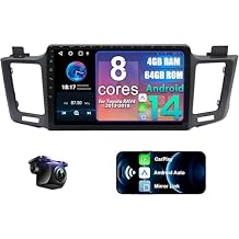 8 Core 4+64G Car Radio for Toyota RAV4 2013-2018 with Wireless CarPlay & Android Auto, 10.1" Touchscreen Android 14 Toyota RAV4 Stereo Upgrade, SWC, AM/FM/RDS, BT5.4, Backup Camera