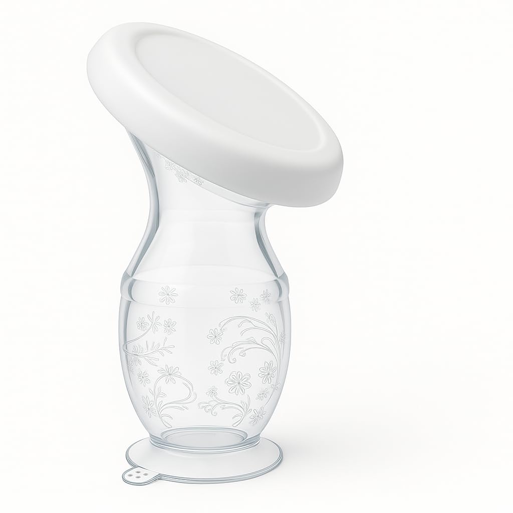 Reyaa Manual Silicone Breast Pump for Breastfeeding Moms – Portable Handheld Milk Collector with Dust Cover, BPA?Free, 4 oz/100 ml