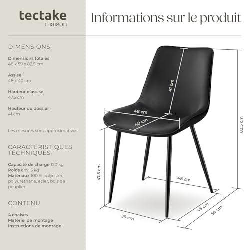 Lot de chaises rembourrées aspect velours - vue 3